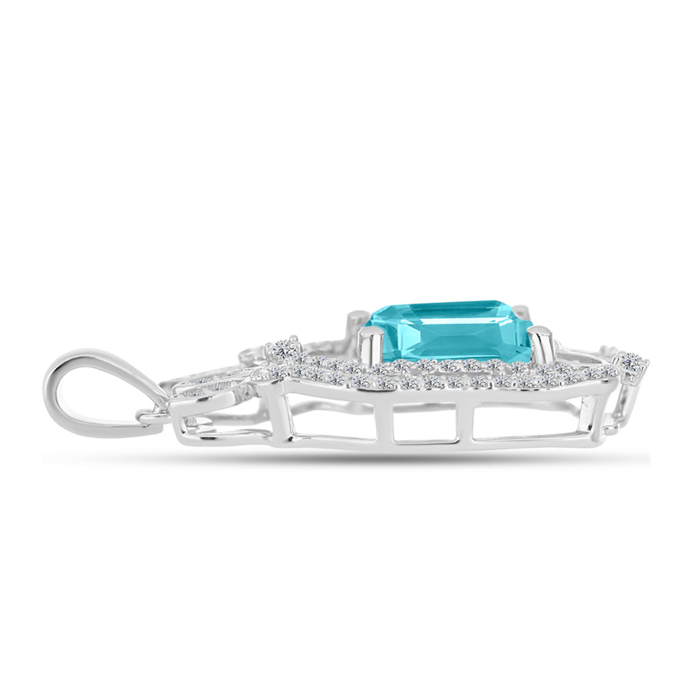 Silberanhänger mit Paraiba Quarz und weißem Topas 2 