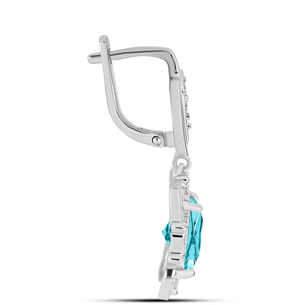 Silberohrringe mit Paraiba Quarz und weißem Topas