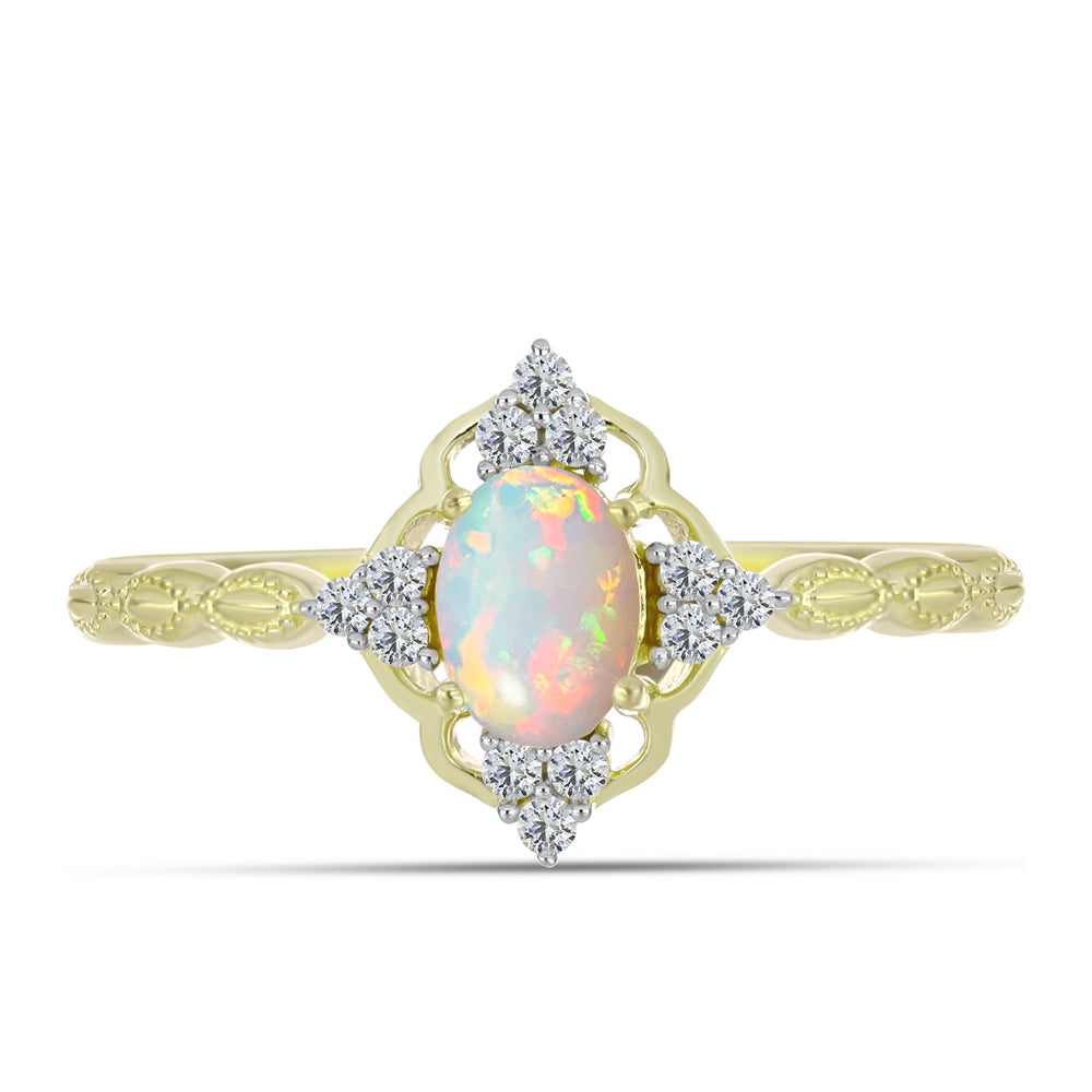 Goldplattierter Silberring mit Welo-Opal und weißem Topas 1 