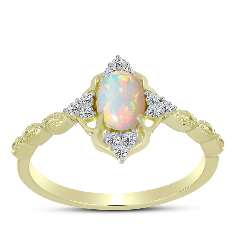 Goldplattierter Silberring mit Welo-Opal und weißem Topas 3 