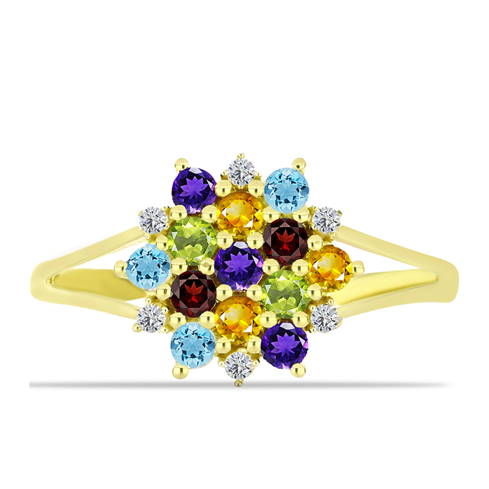 Goldplattierter Silberring mit Barton Granat und marokkanischem Amethyst