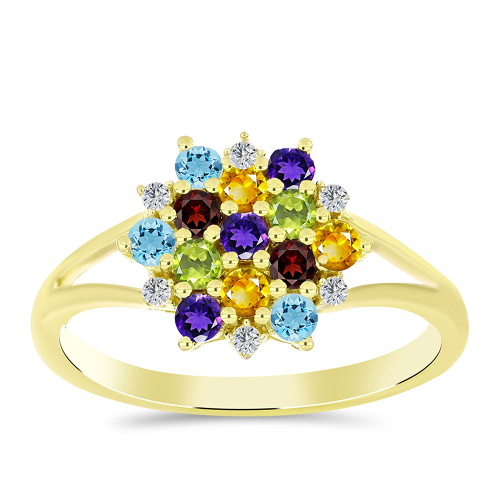 Goldplattierter Silberring mit Barton Granat und marokkanischem Amethyst 3 
