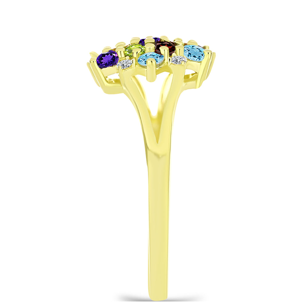 Goldplattierter Silberring mit Barton Granat und marokkanischem Amethyst