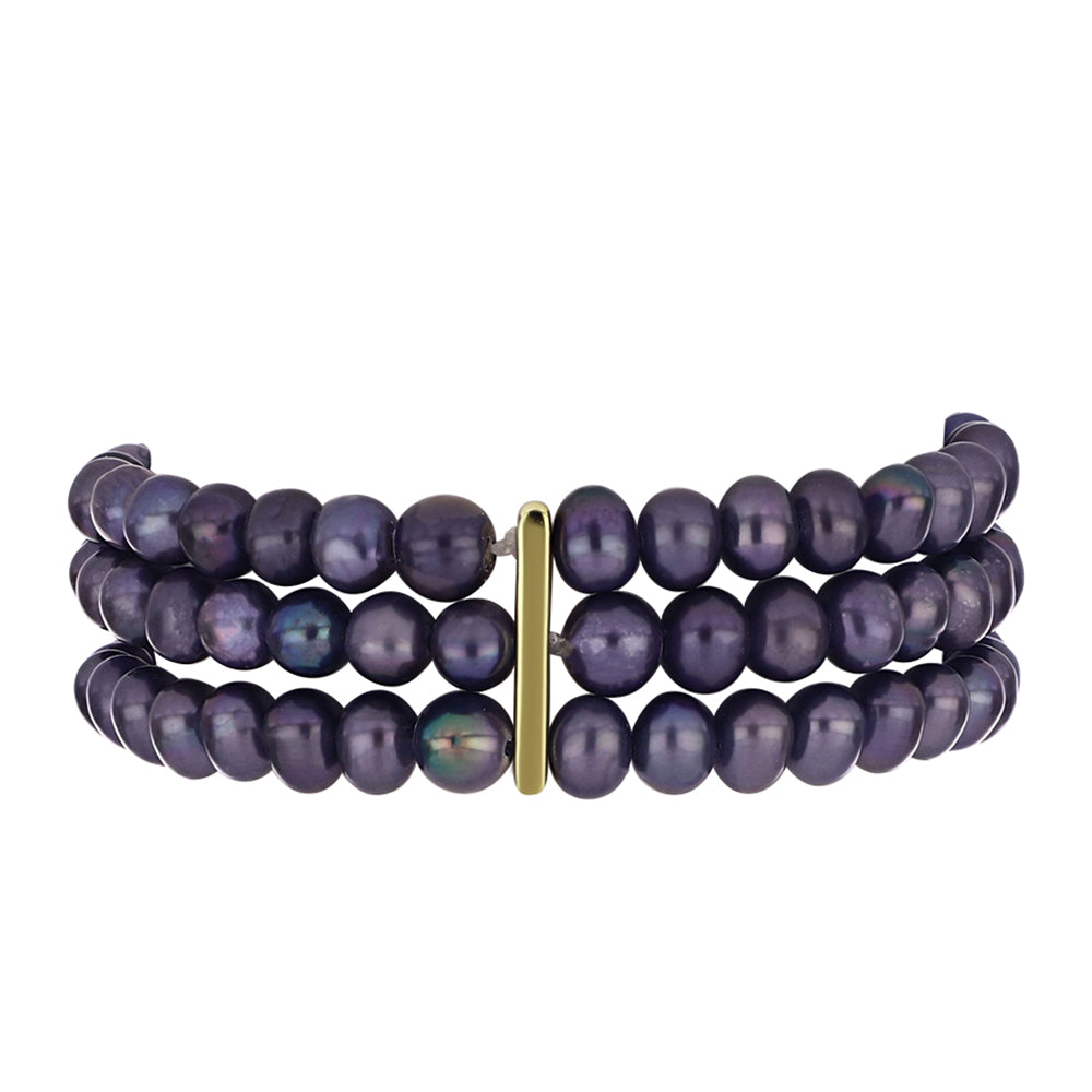 Goldplattiertes Silberarmband mit schwarzer Süßwasserzuchtperle 2 
