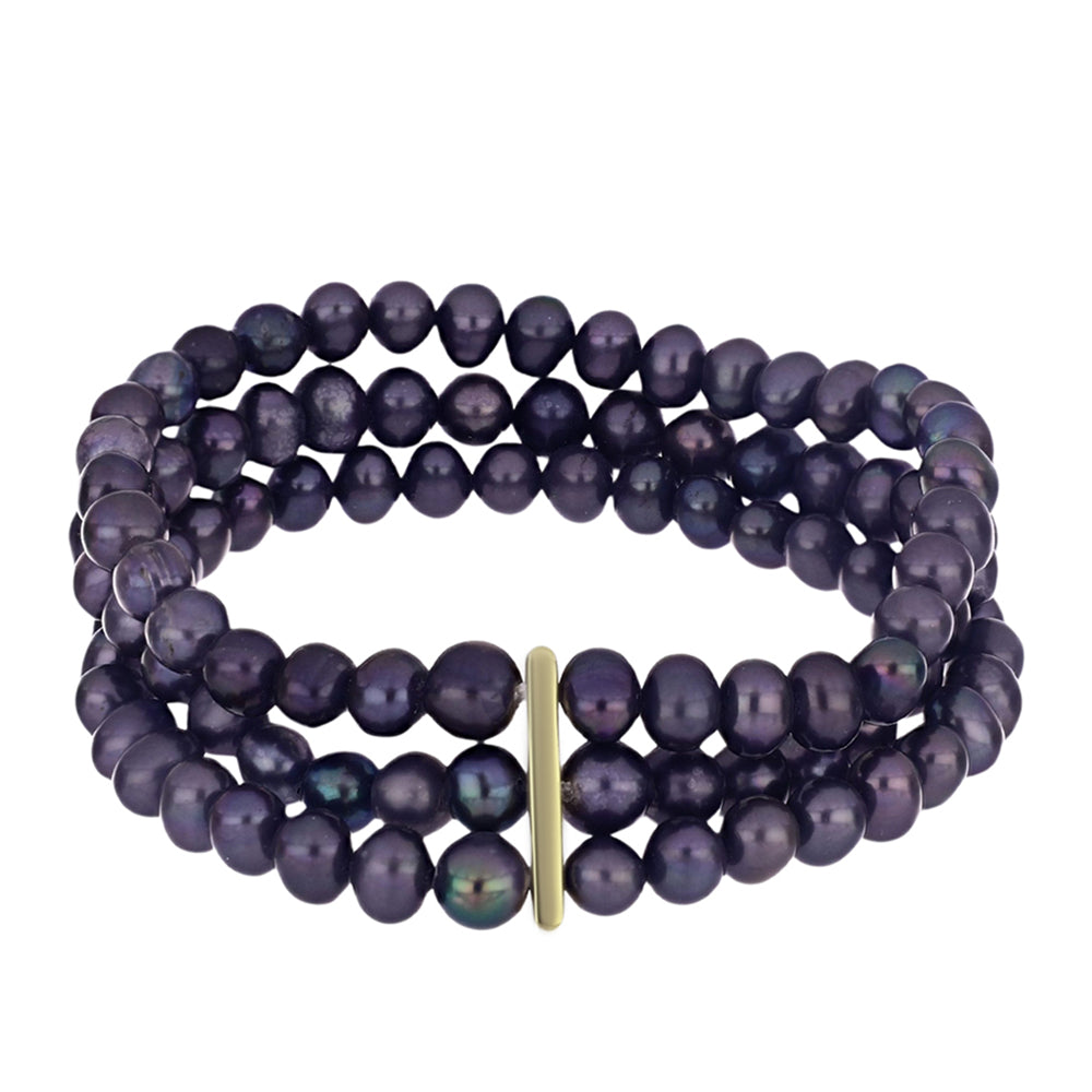 Goldplattiertes Silberarmband mit schwarzer Süßwasserzuchtperle 1 