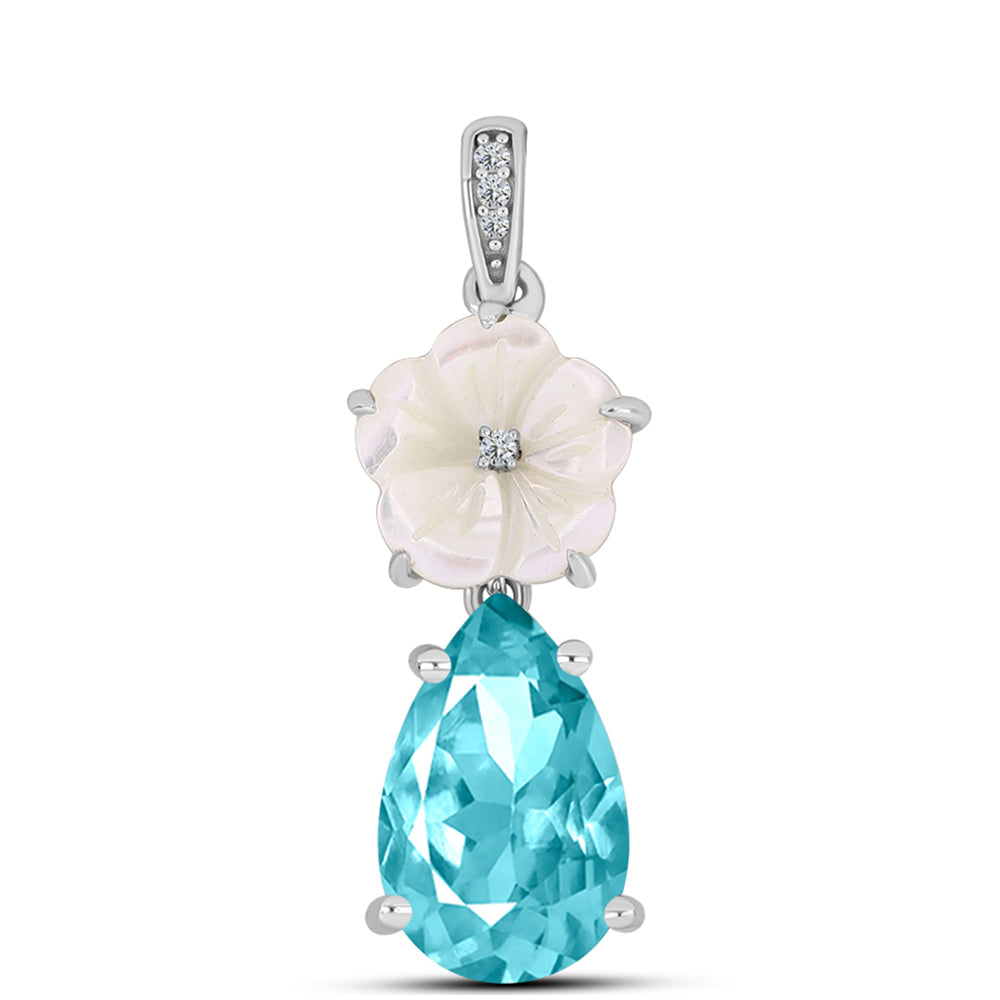 Silberanhänger mit Paraiba Quarz 1 