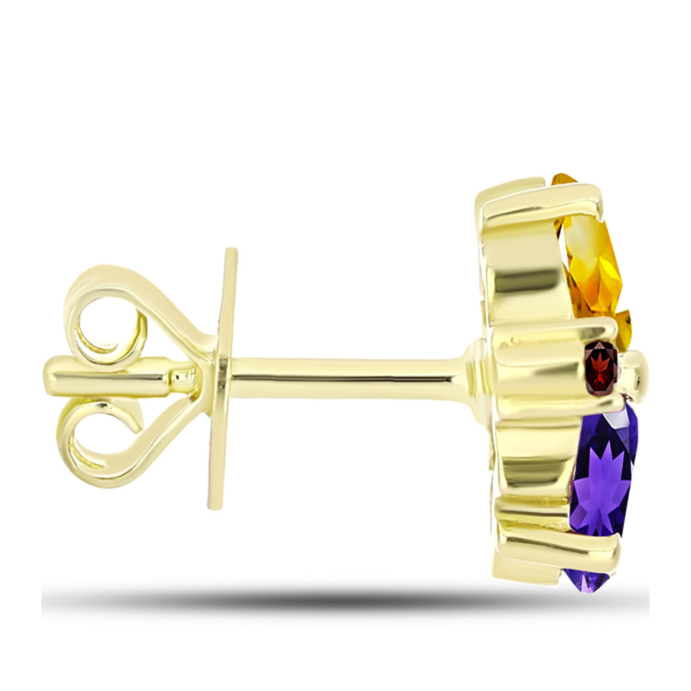 Goldplattierte Silberohrringe mit Barton Granat und marokkanischem Amethyst 2 