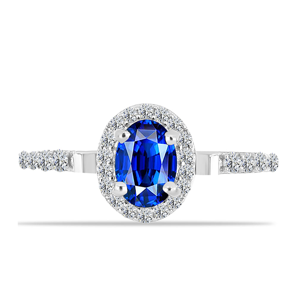 Silberring mit australischem blauem Saphir und weißem Topas