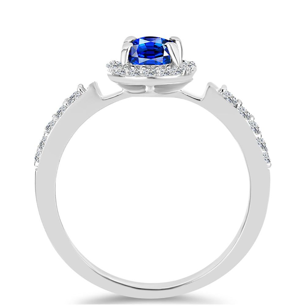 Silberring mit australischem blauem Saphir und weißem Topas
