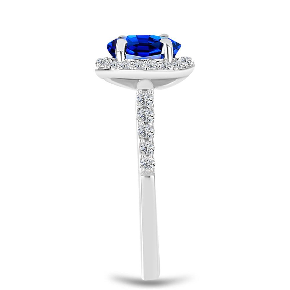 Silberring mit australischem blauem Saphir und weißem Topas