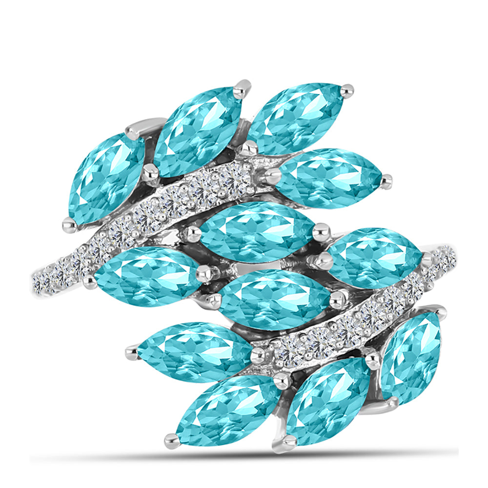 Silberring mit Paraiba Quarz und weißem Topas
