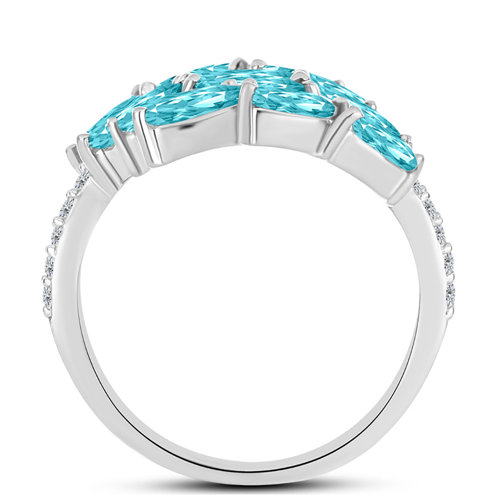 Silberring mit Paraiba Quarz und weißem Topas