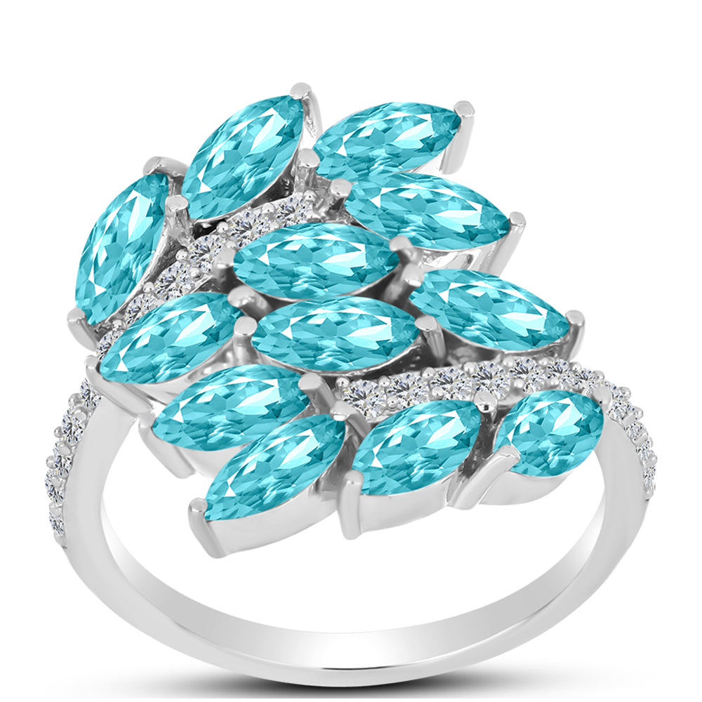Silberring mit Paraiba Quarz und weißem Topas 3 