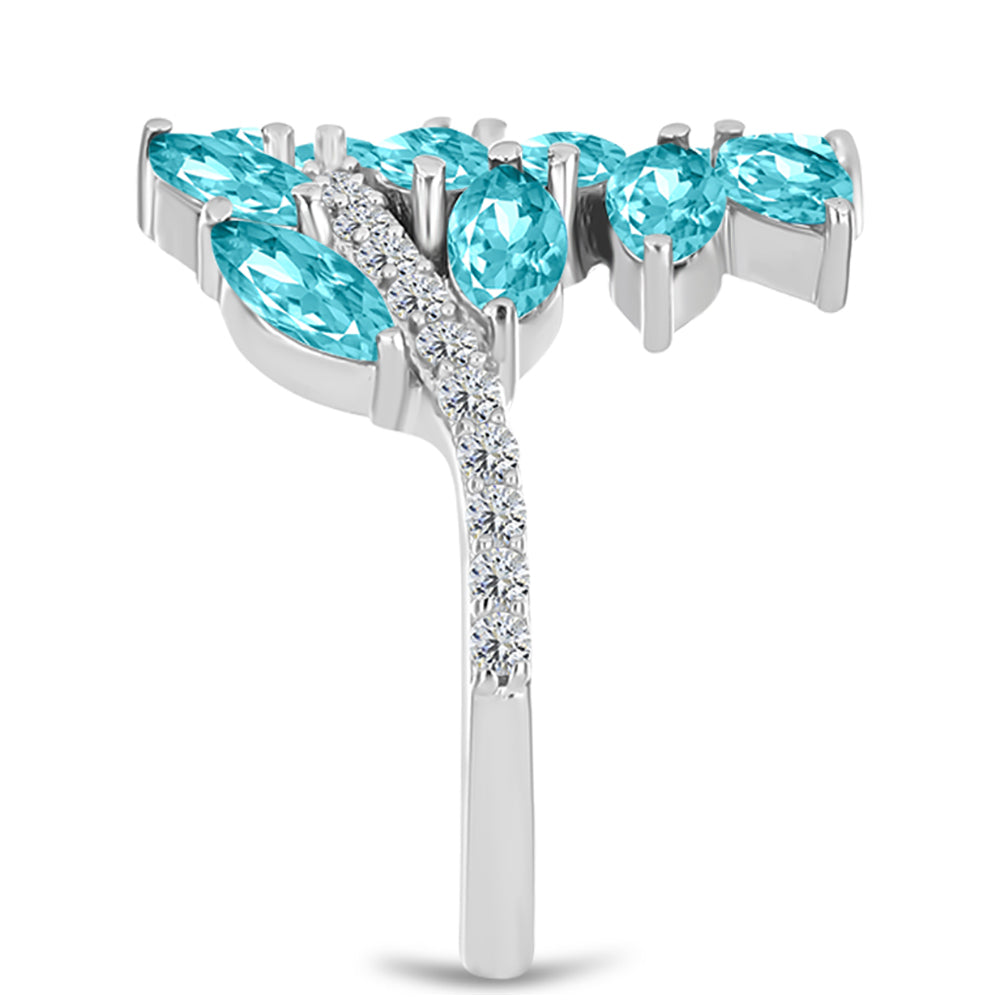 Silberring mit Paraiba Quarz und weißem Topas 4 