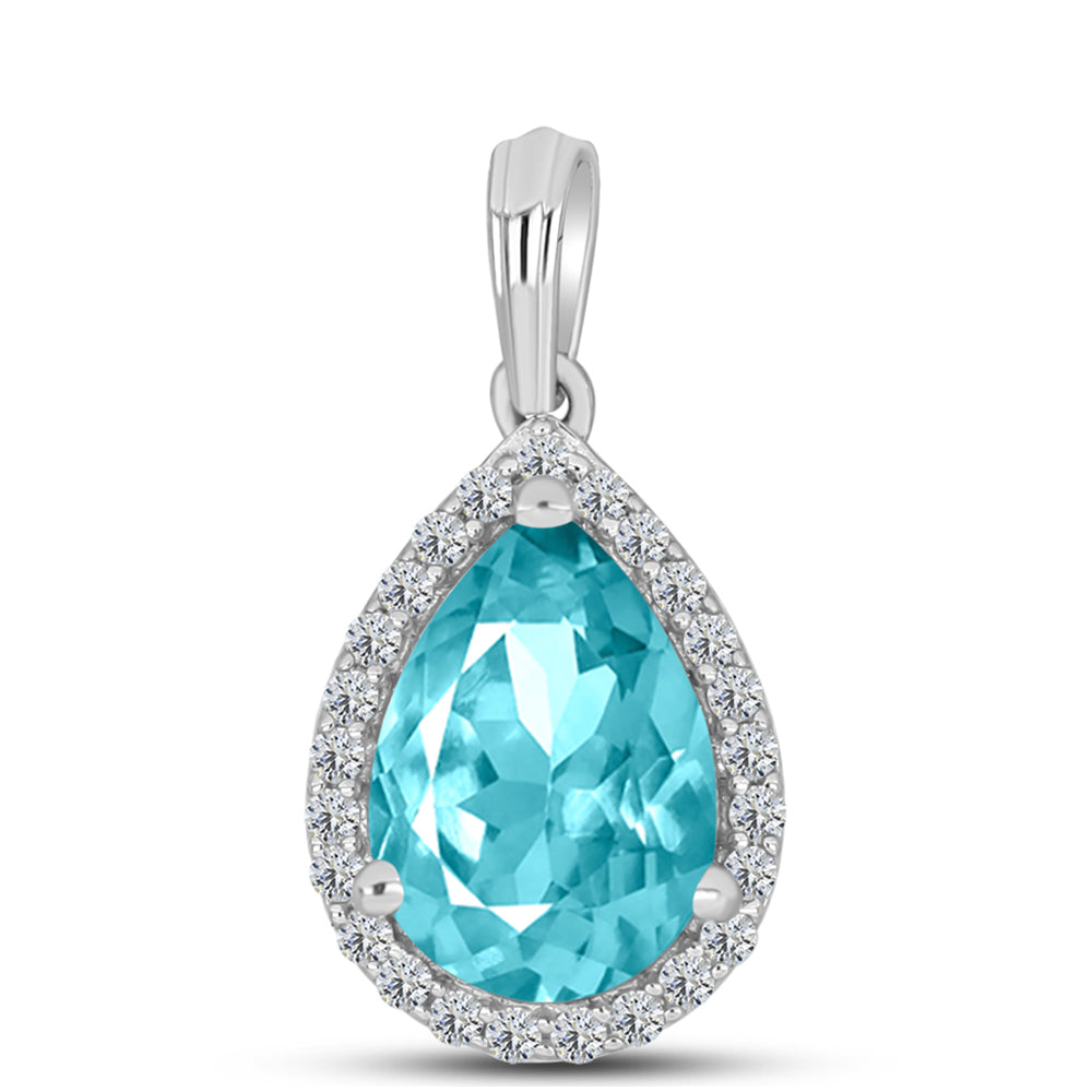 Silberanhänger mit Paraiba Quarz und weißem Topas 1 