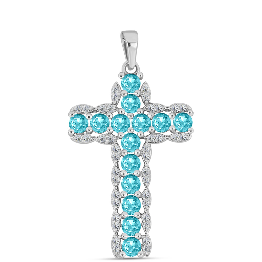 Silberanhänger mit Paraiba Quarz und weißem Topas 1 