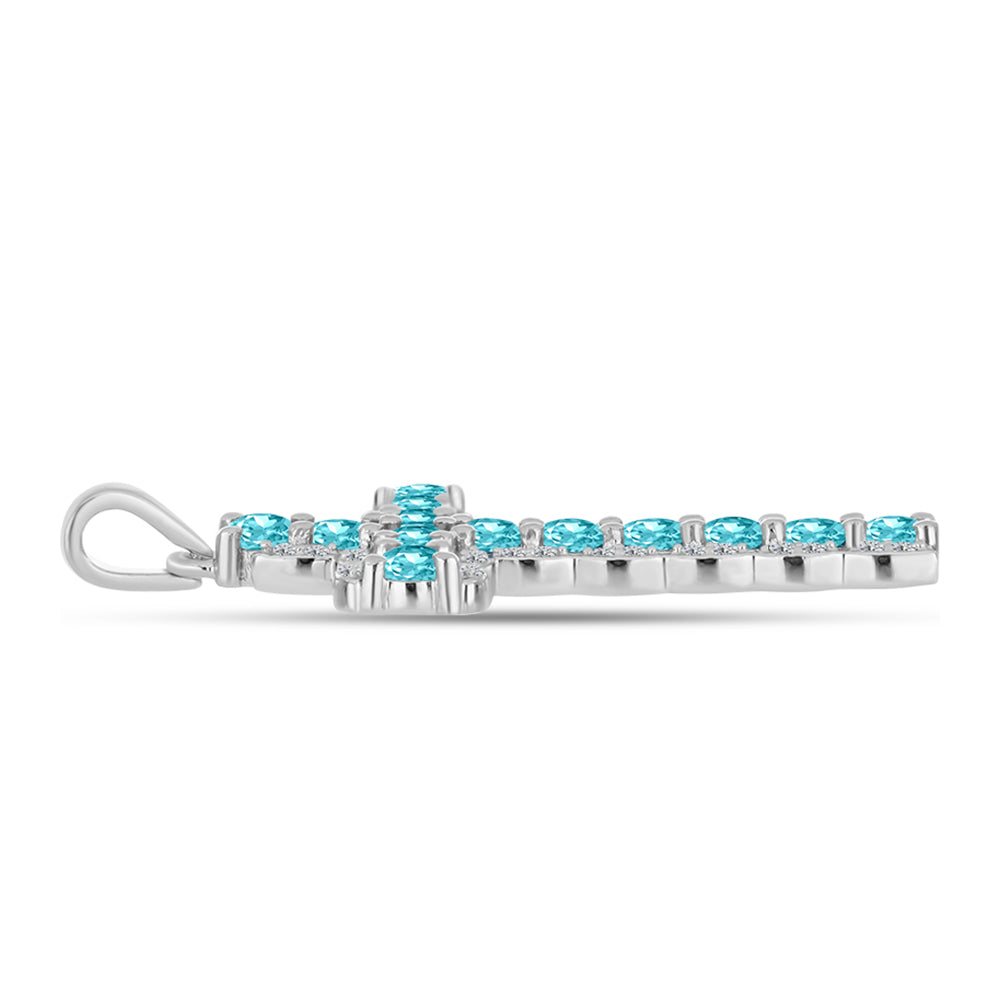 Silberanhänger mit Paraiba Quarz und weißem Topas 2 