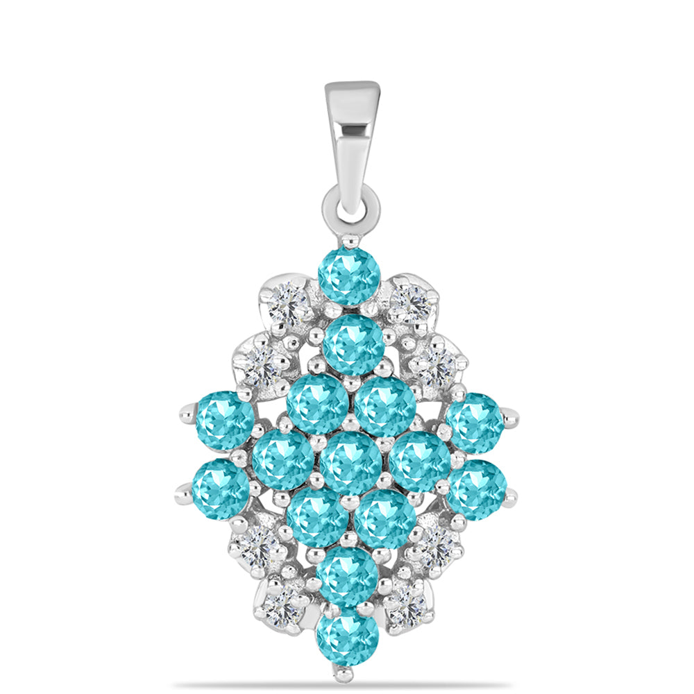 Silberanhänger mit Paraiba Quarz und weißem Topas 1 