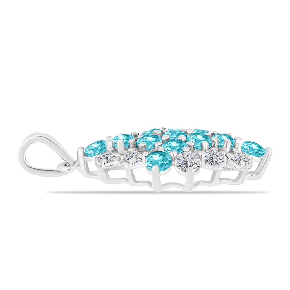 Silberanhänger mit Paraiba Quarz und weißem Topas 2 