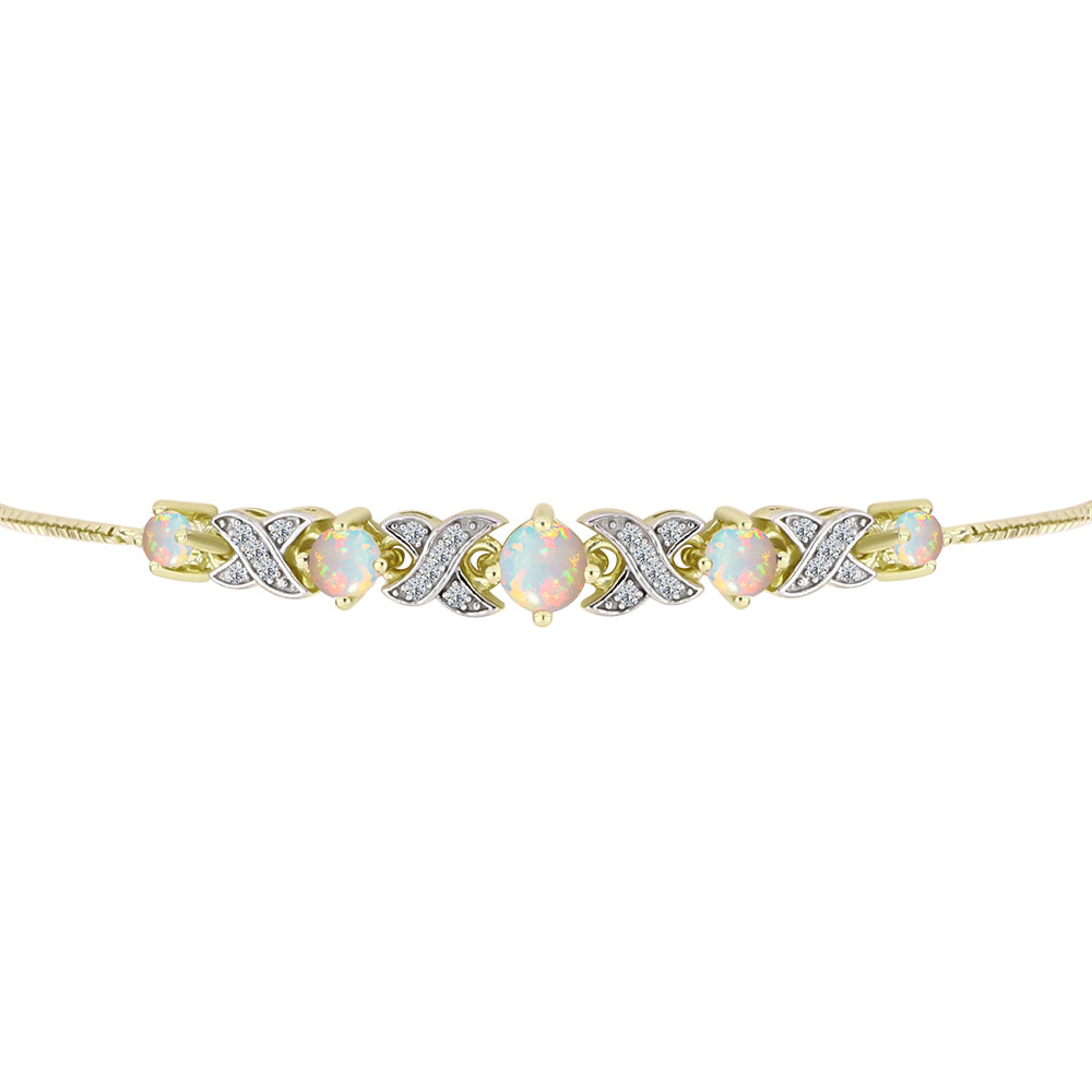 Goldplattiertes Silberarmband mit Welo-Opal und weißem Topas