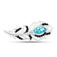 Silberbrosche mit Paraiba Quarz und schwarzem Spinell