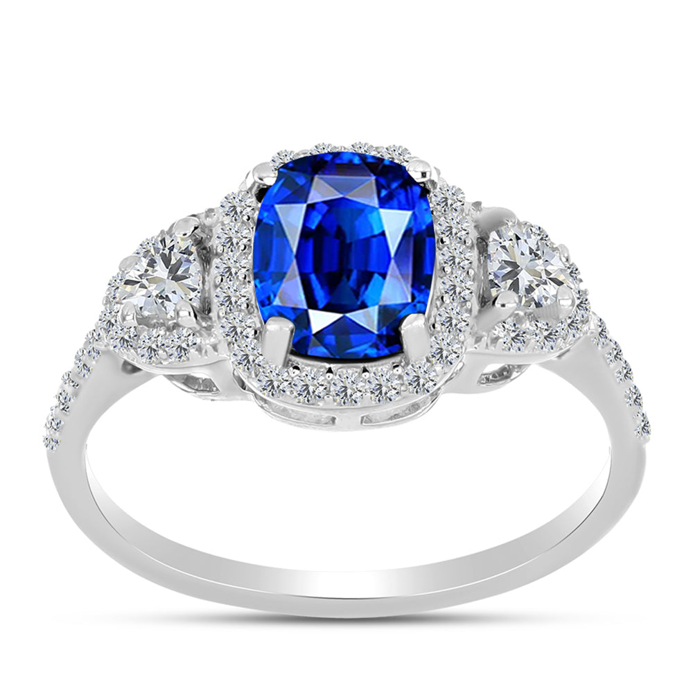 Silberring mit australischem blauem Saphir und weißem Topas