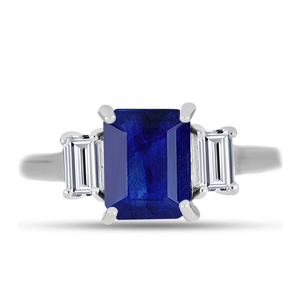 Silberring mit australischem blauem Saphir und weißem Topas 1 