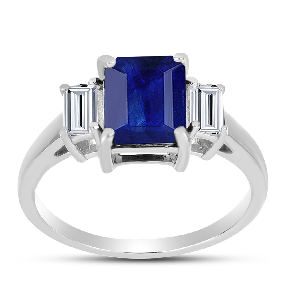 Silberring mit australischem blauem Saphir und weißem Topas