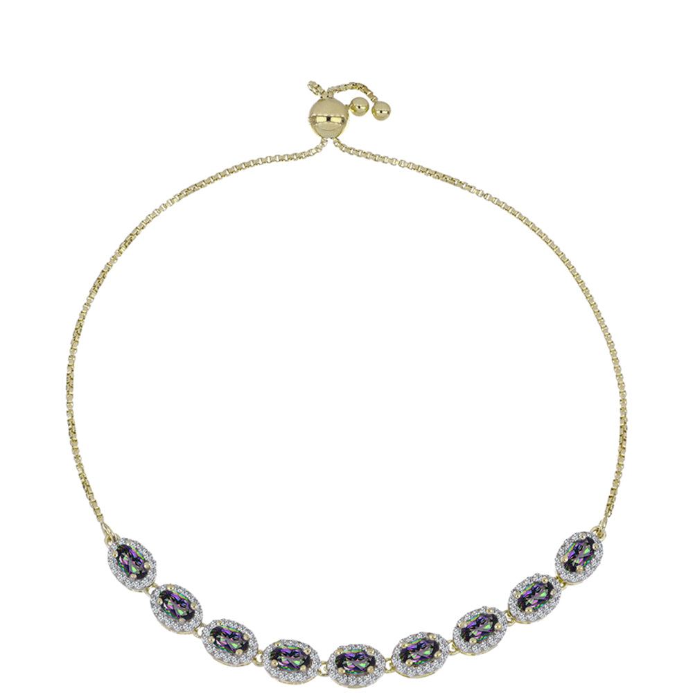 Goldplattiertes Silberarmband mit mystischem Topas und weißem Topas 1 
