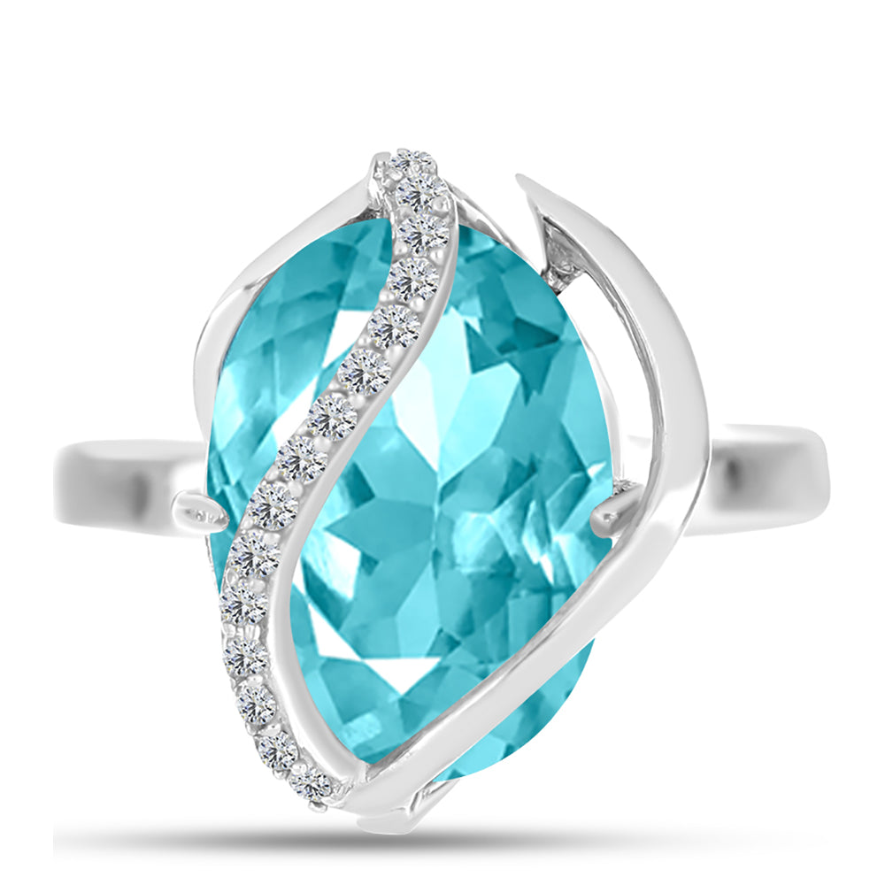Silberring mit Paraiba Quarz und weißem Topas 1 