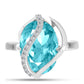 Silberring mit Paraiba Quarz und weißem Topas