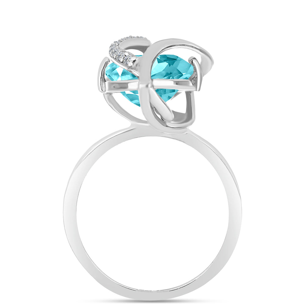 Silberring mit Paraiba Quarz und weißem Topas 2 