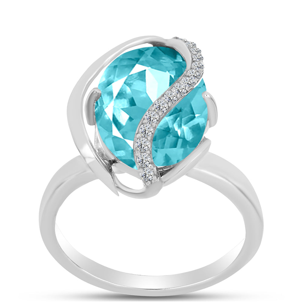 Silberring mit Paraiba Quarz und weißem Topas 3 
