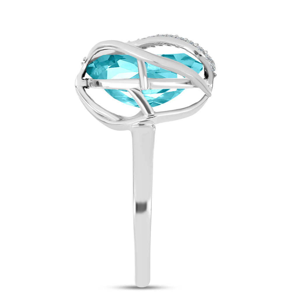Silberring mit Paraiba Quarz und weißem Topas