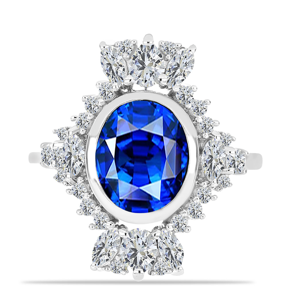 Silberring mit australischem blauem Saphir und weißem Topas