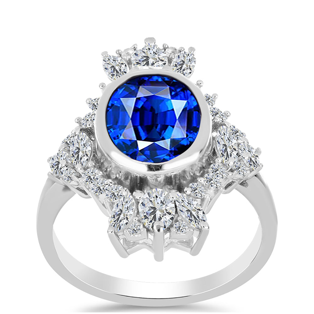 Silberring mit australischem blauem Saphir und weißem Topas 3 