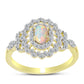 Goldplattierter Silberring mit Welo-Opal und weißem Topas