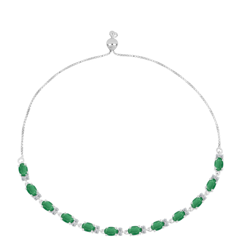 Silberarmband mit brasilianischem Smaragd und weißem Topas