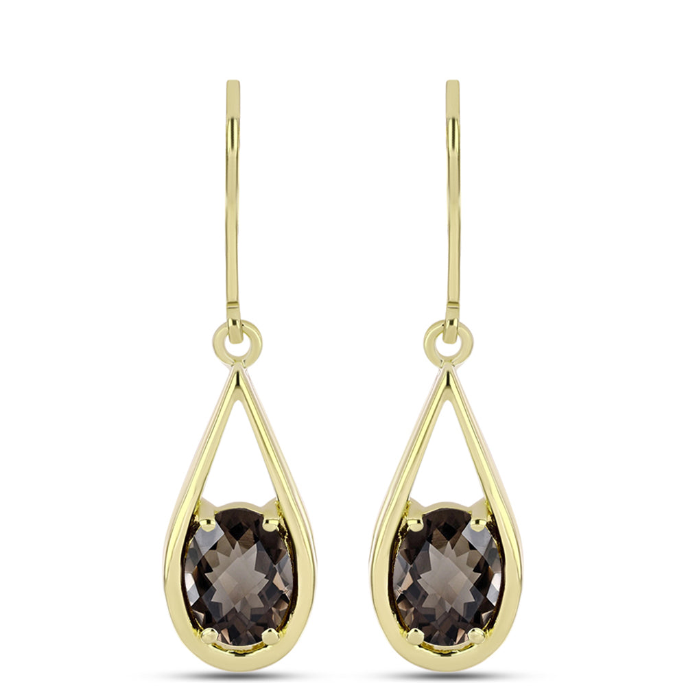 Goldplattierte Silberohrringe mit Rauchquarz aus Gondo