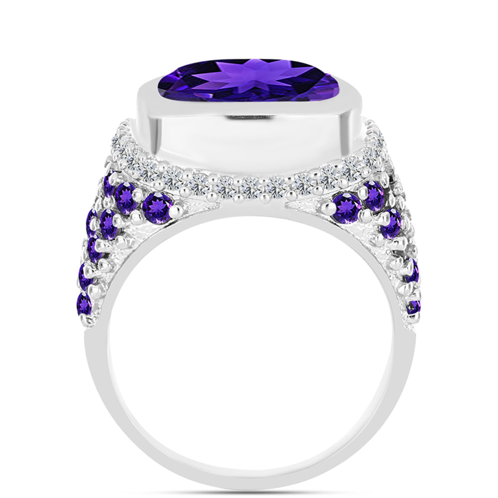 Silberring mit marokkanischem Amethyst und weißem Topas 2 