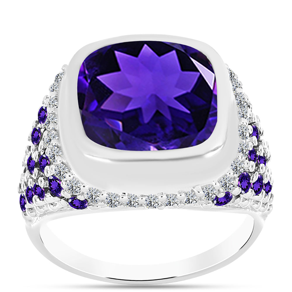 Silberring mit marokkanischem Amethyst und weißem Topas 3 