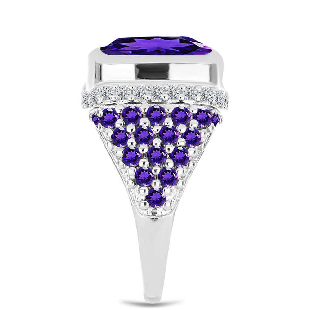 Silberring mit marokkanischem Amethyst und weißem Topas 4 