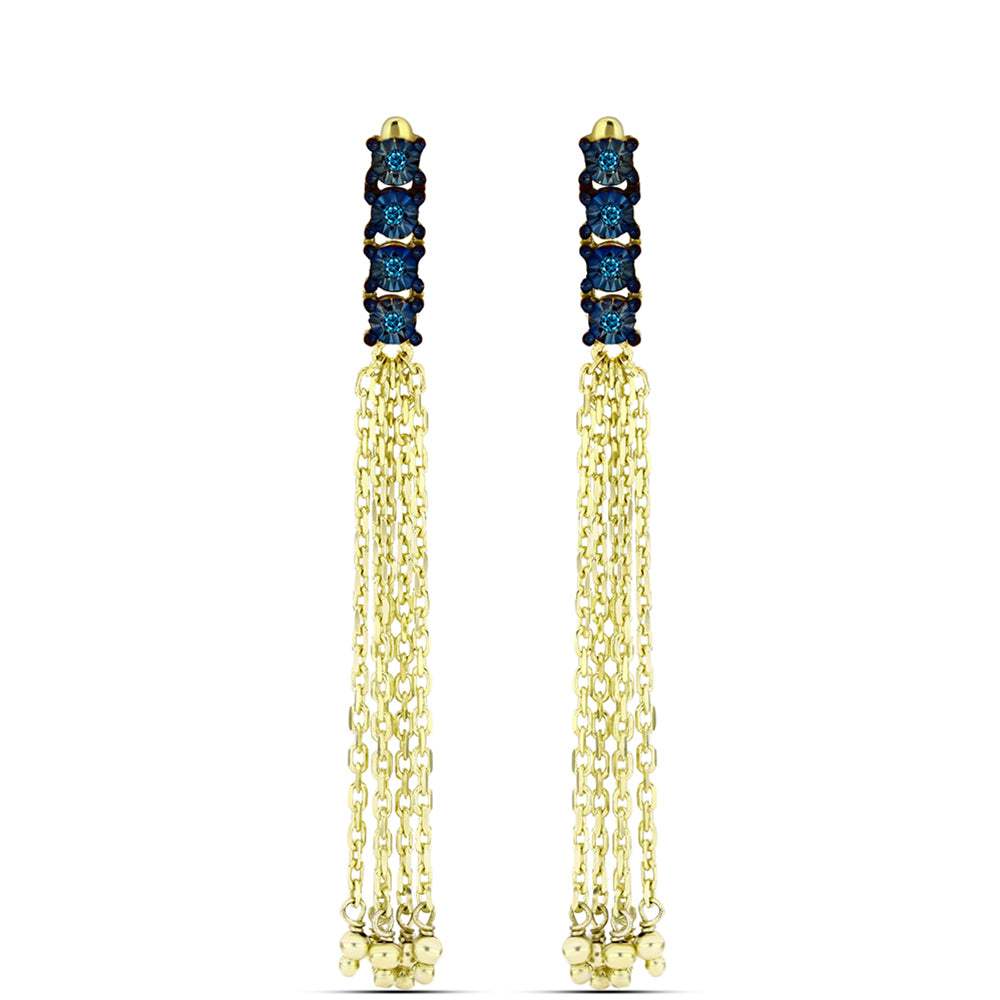 Goldplattierte Silberohrringe mit blauem Diamant 1 