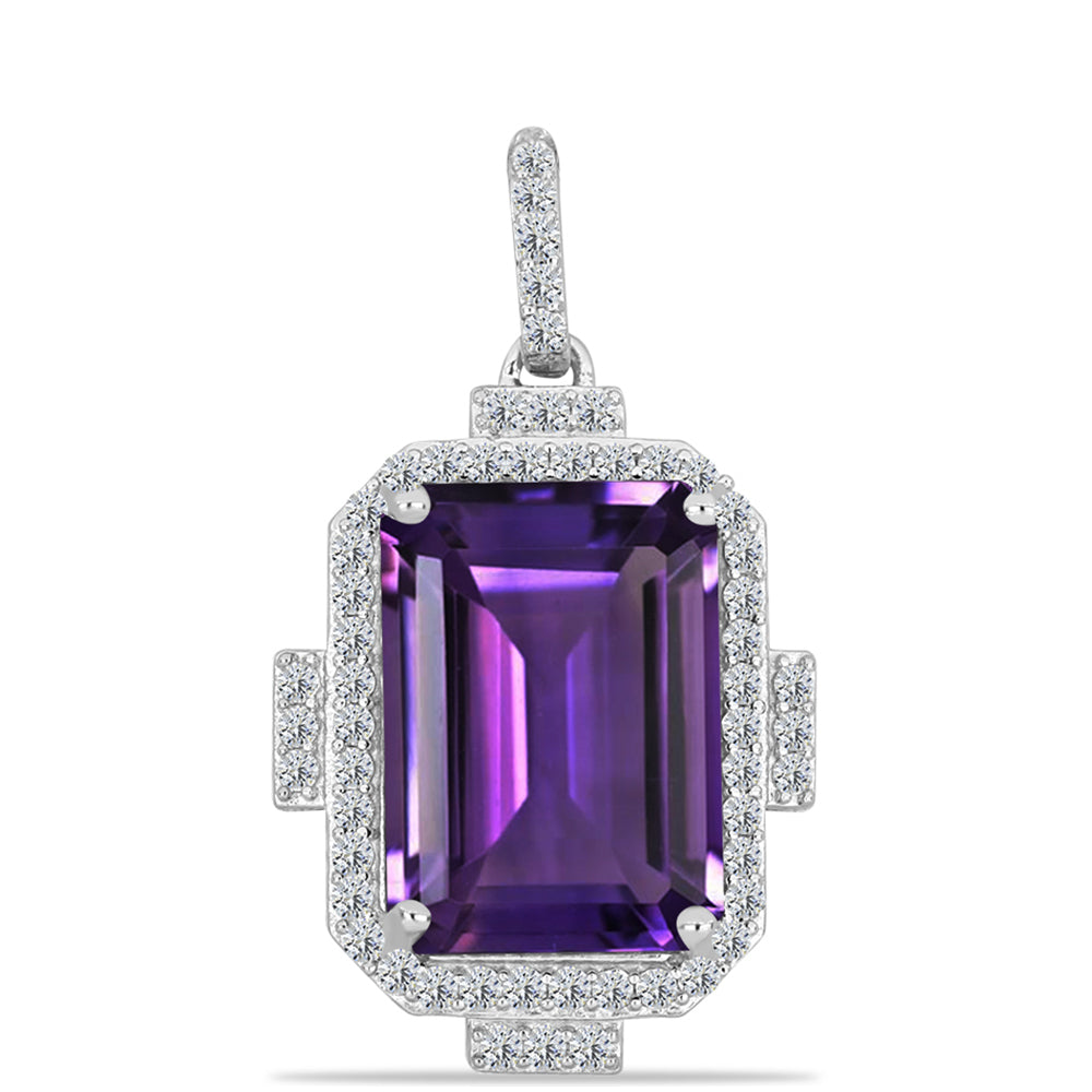 Silberanhänger mit marokkanischem Amethyst und weißem Topas