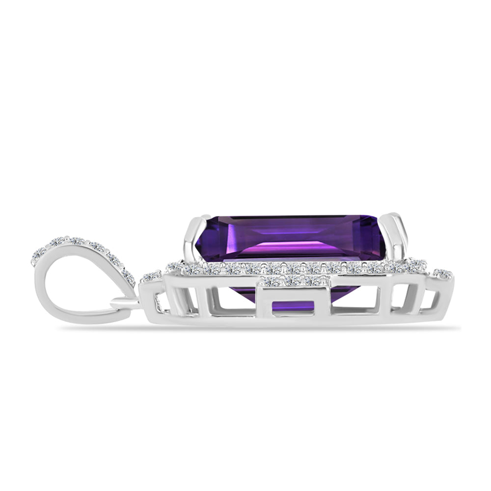 Silberanhänger mit marokkanischem Amethyst und weißem Topas 2 