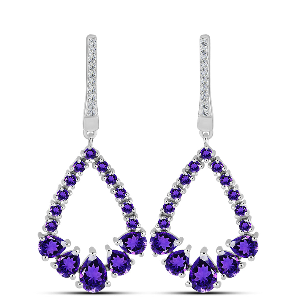Silberohrringe mit marokkanischem Amethyst und weißem Topas