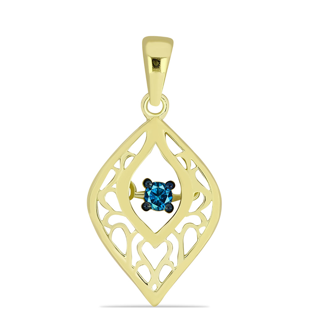 Goldplattierter Silberanhänger mit blauem Diamant 1 