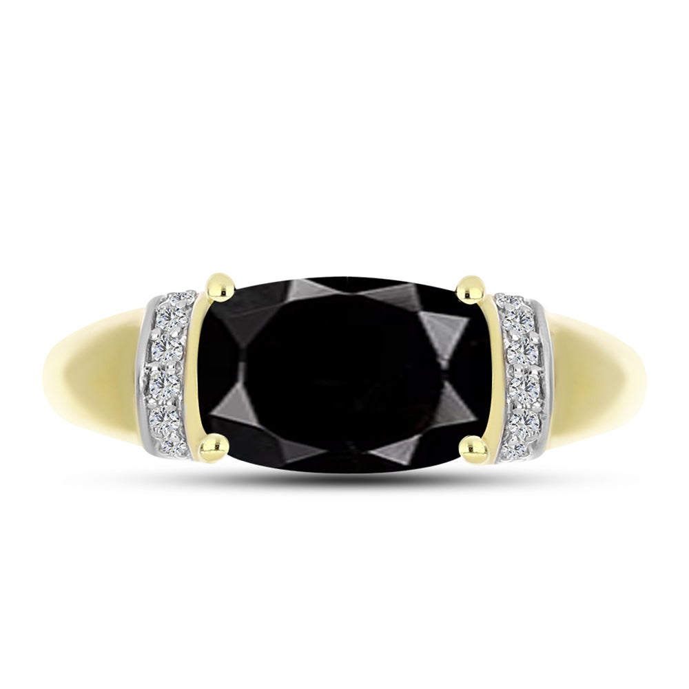 Goldplattierter Silberring mit Obsidian und weißem Topas 1 