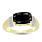 Goldplattierter Silberring mit Obsidian und weißem Topas