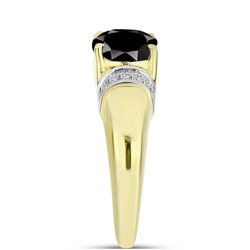 Goldplattierter Silberring mit Obsidian und weißem Topas 4 